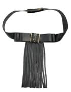 Romwe Gothic Style Black Pu Leather Long Tassel Leather Necklace
