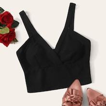 Romwe Wrap Front Crop Top