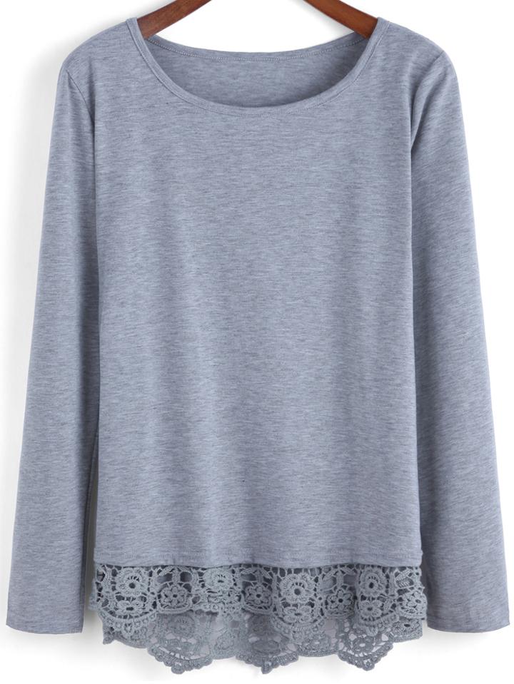 Romwe Grey Round Neck Peplum Hem T-shirt
