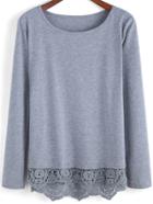 Romwe Grey Round Neck Peplum Hem T-shirt