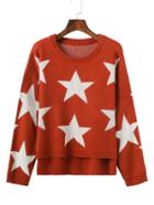 Romwe Star Pattern High Low Jumper Sweater