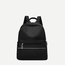 Romwe Studded Trim Nylon Backpack