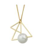 Romwe Gold Triangle Shape Pearl Necklace