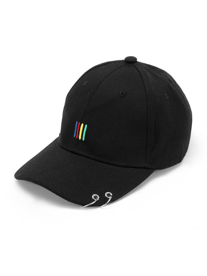 Romwe Double Ring Embroidery Detail Baseball Cap