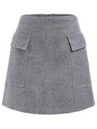 Romwe Zipper A-line Grey Skirt With Pockets