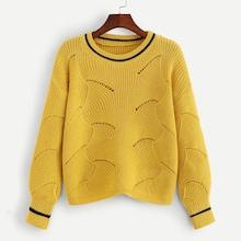 Romwe Ripped Striped Panel Sweater