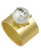 Romwe Gold Design Pearl Big Rings