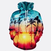 Romwe Men Tropical Print Hooded Sweatshirt