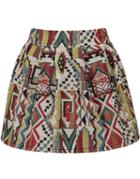 Romwe Tribal Print Flare Multicolor Skirt