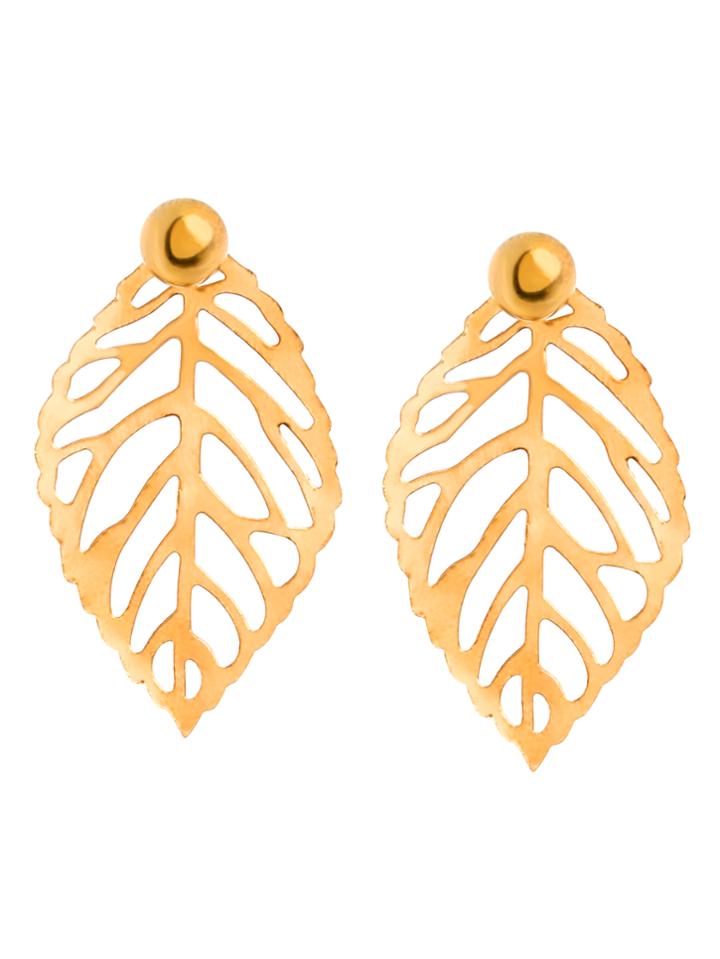 Romwe Champagne Leaf Metal Sheet Earrings