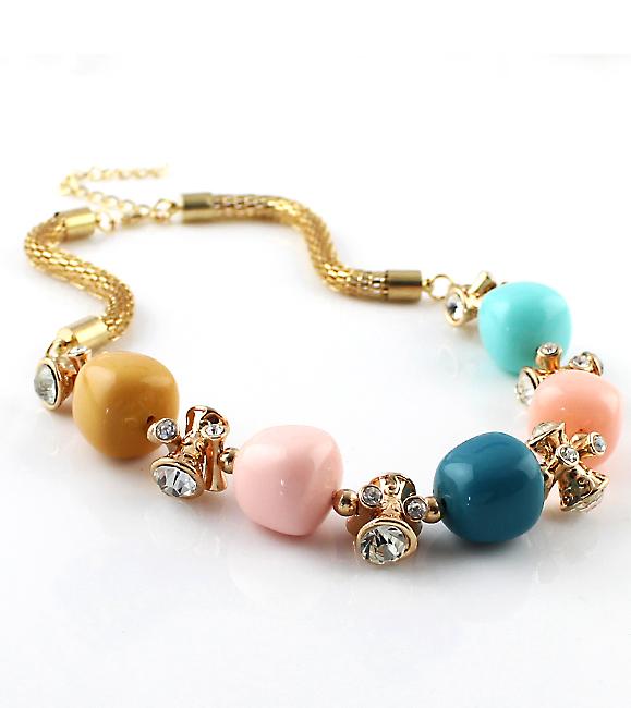 Romwe Multicolor Bead Diamante Earrings