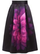 Romwe Florals Zipper Flare Purple Skirt