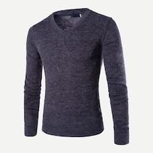 Romwe Men V Neck Solid Jumper