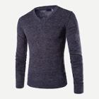 Romwe Men V Neck Solid Jumper