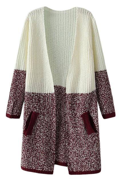 Romwe Color Block Buttonless Loose Cardigan