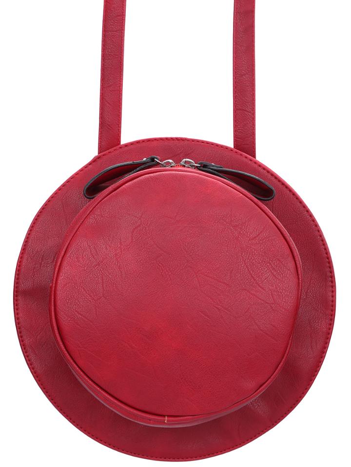 Romwe Red Zipper Hat Shape Pu Backpack