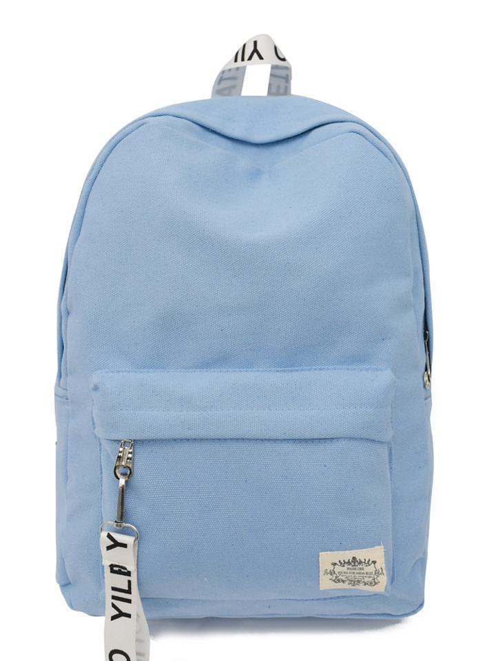 Romwe Pocket Front Patch Detail Canvas Backpack
