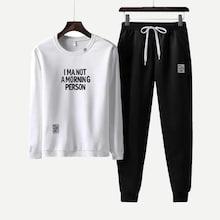 Romwe Guys Letter Print Sweatshirt With Drawstring Pants