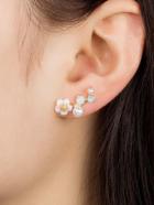 Romwe Faux Pearl & Flower Stud Earrings