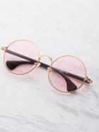 Romwe Two Tone Frame Round Sunglasses