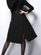 Romwe Double Buttons Split Black Skirt