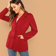 Romwe Solid Single Button Placket Longline Blazer