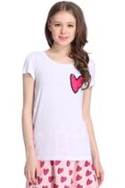 Romwe Romwe Heart-shaped Stitching Short-sleeved White T-shirt