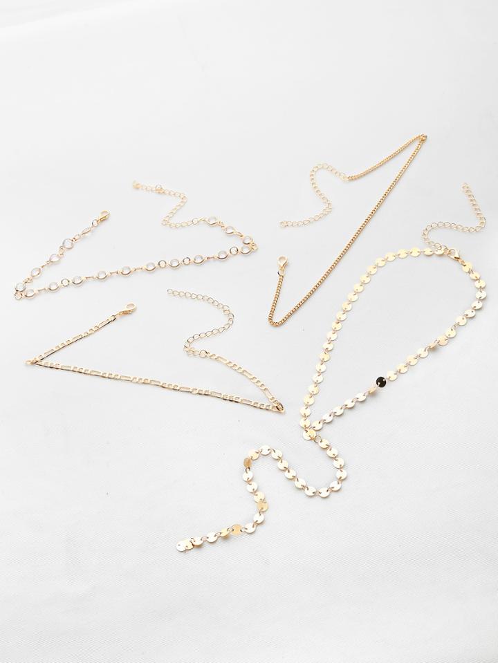 Romwe Chain Choker And Y Necklace Set