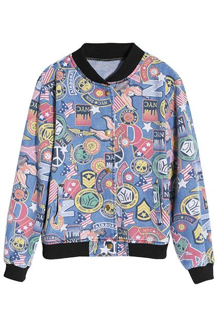 Romwe Graffiti Print Jacket
