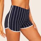 Romwe Contrast Binding Stripe Shorts
