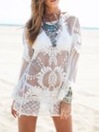 Romwe White Embroidered Beach Dress