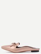 Romwe Gold Satin Point Toe Bow Loafers