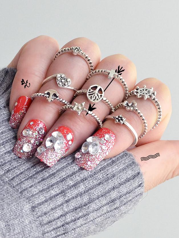 Romwe Retro Ring Nine Sets