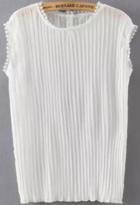 Romwe With Lace Pleated White Top