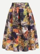 Romwe Multicolor Abstract Print Box Pleated Volume Skirt