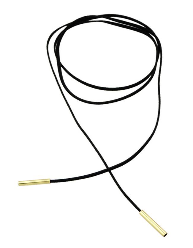 Romwe Black Pu Leather Choker Necklace