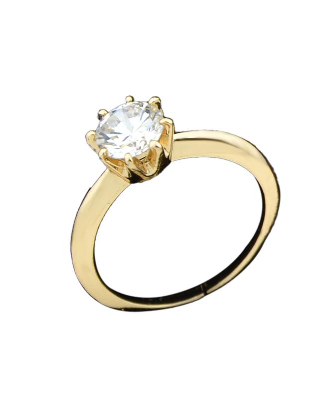 Romwe Gold Imitation Crysta Band Wedding Rings