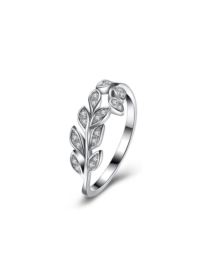Romwe Rhinestone Detail Olive Branch Ring