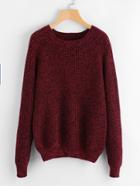 Romwe Raglan Sleeve Marled Knit Jumper