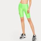 Romwe Neon Green Skinny Biker Shorts
