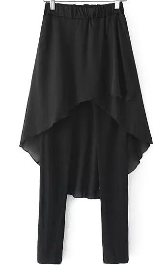 Romwe Contrast Chiffon Black Legging