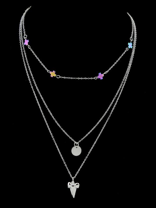 Romwe Silver Multi-layer Necklace Sweater Chain Necklace