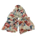 Romwe Red Knitted Flower Voile Scarf