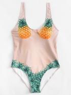 Romwe Pineapple Print Swimsuit