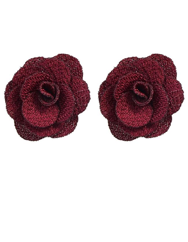 Romwe Red Flower Stud Earrings