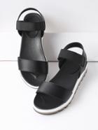 Romwe Black Contrast Sole Flatform Sandals