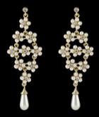 Romwe Gold Diamond Pearls Earrings