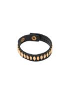 Romwe Black Pu Metal Studded Attached Bracelet