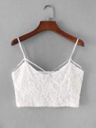 Romwe Strappy Detail Lace Overlay Crop Cami Top