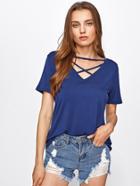 Romwe Strappy Neck Tee